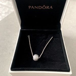 Pandora necklace with clear pavé charm in silver